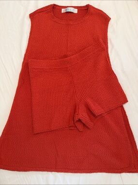 Free People burnt orange Knit Tank and Shorts Set